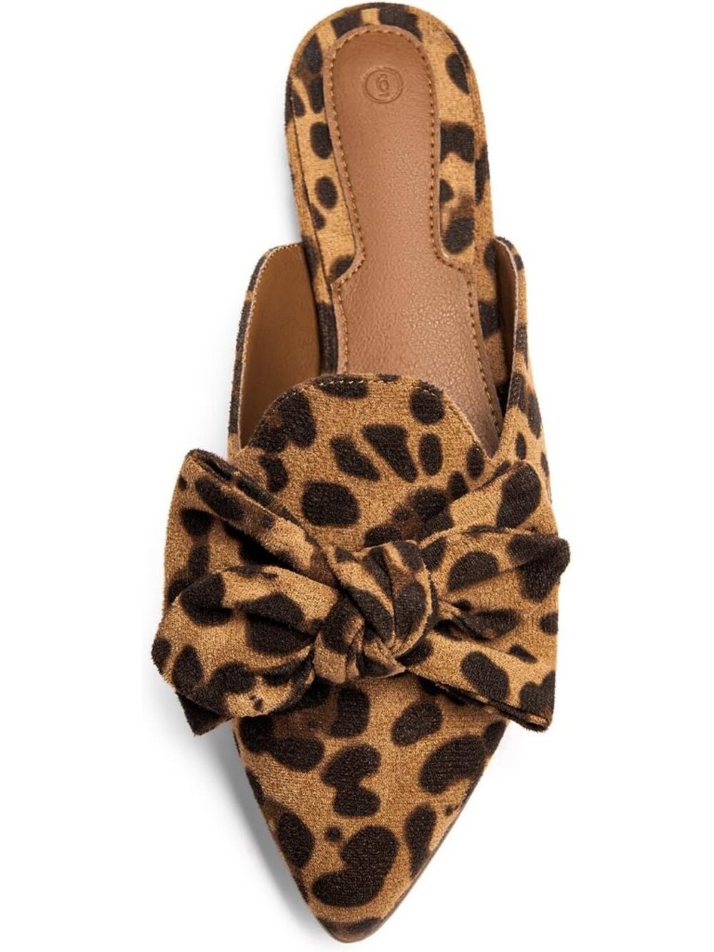 Women's Leopard Suede Slip On Closed Pointed Toe Loafers Flats Mules & Clogs - Picture 3 of 3